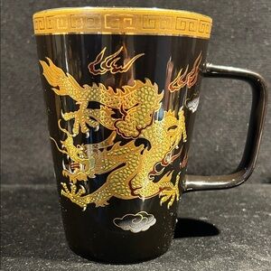 22k VTG Gold Paint Teaopia Year of the Dragon Mug Hand Painted With Enamel